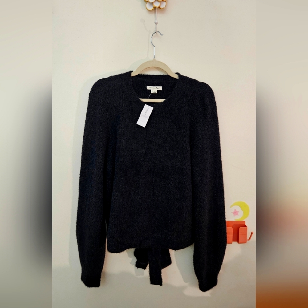 American Eagle open back black sweater, size XL